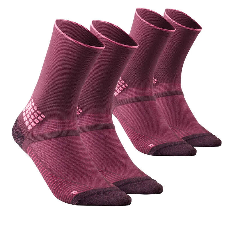 Quechua 2 Paar Wandersocken Hoch - Hike 500 Bordeaux