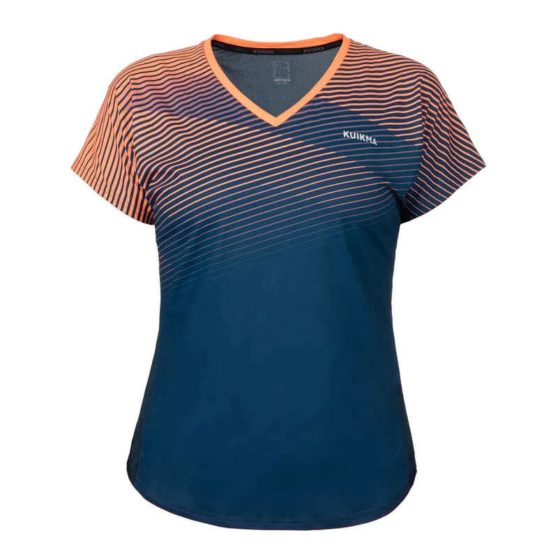 KUIKMA Damen Padel-T-Shirt - PTS 500 Blau/orange
