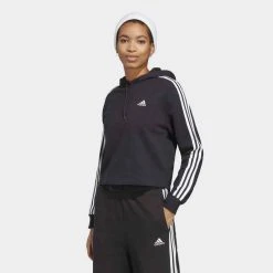 ADIDAS Essentials 3-Streifen French Terry Crop Hoodie