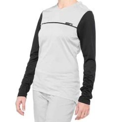 100% Ridecamp Frauen Langarm Jersey - Grau/Schwarz