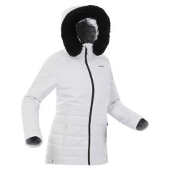 WEDZE Skijacke Damen Warm Mittlere Länge - 100 Weiss