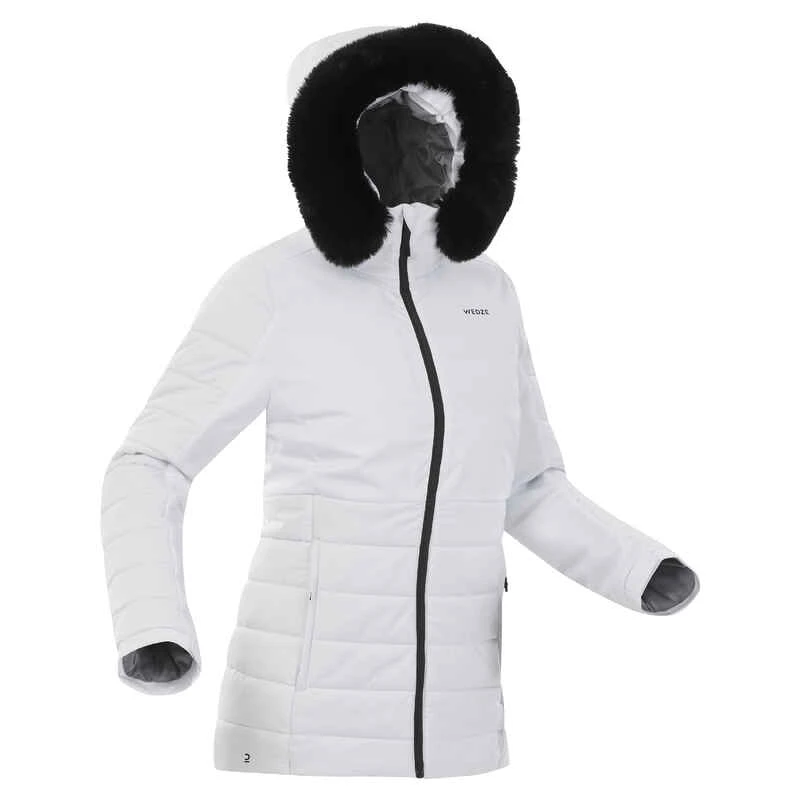 WEDZE Skijacke Damen Warm Mittlere Länge - 100 Weiss