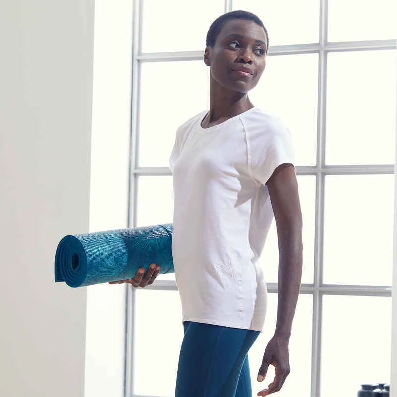 KIMJALY T-Shirt Sanftes Yoga Damen Weiss