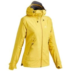 Quechua Wanderjacke Bergwandern MH500 Wasserdicht Damen Honiggelb