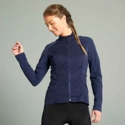 Rockrider Windjacke Fahrrad MTB Damen Dunkelblau